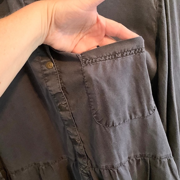 DC Jeans Blouse Half button down Navy Blue Lyocell Empire waist 2X Oversized - Picture 5 of 8